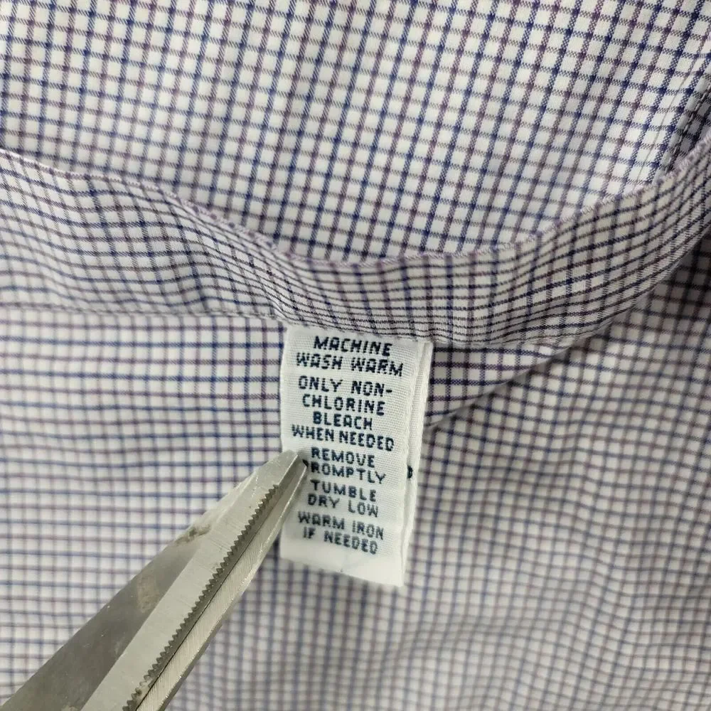 Ralph Lauren Shirt Mens 17 32-33 Purple Plaid Flesh Pony Classic‎ Fit Flesh Pony